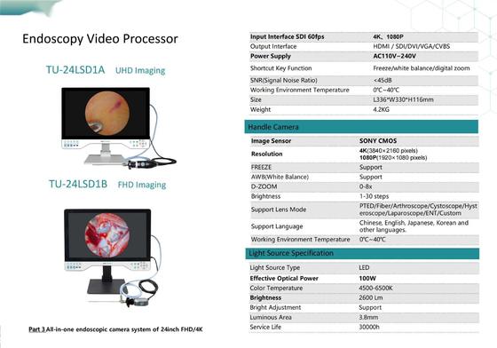 TUYOU 24LSD1A 4K Endoscoopcamera met 24 inch Monitor en SONY CMOS Sensor voor KNO Laparoscopie Hysteroscopie Urologie